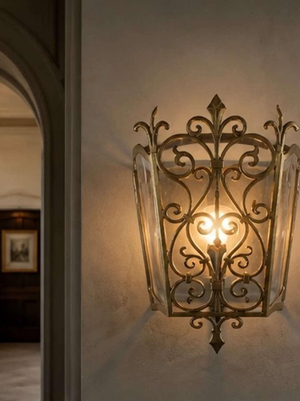 Ornate Brass Wall Light Sconce